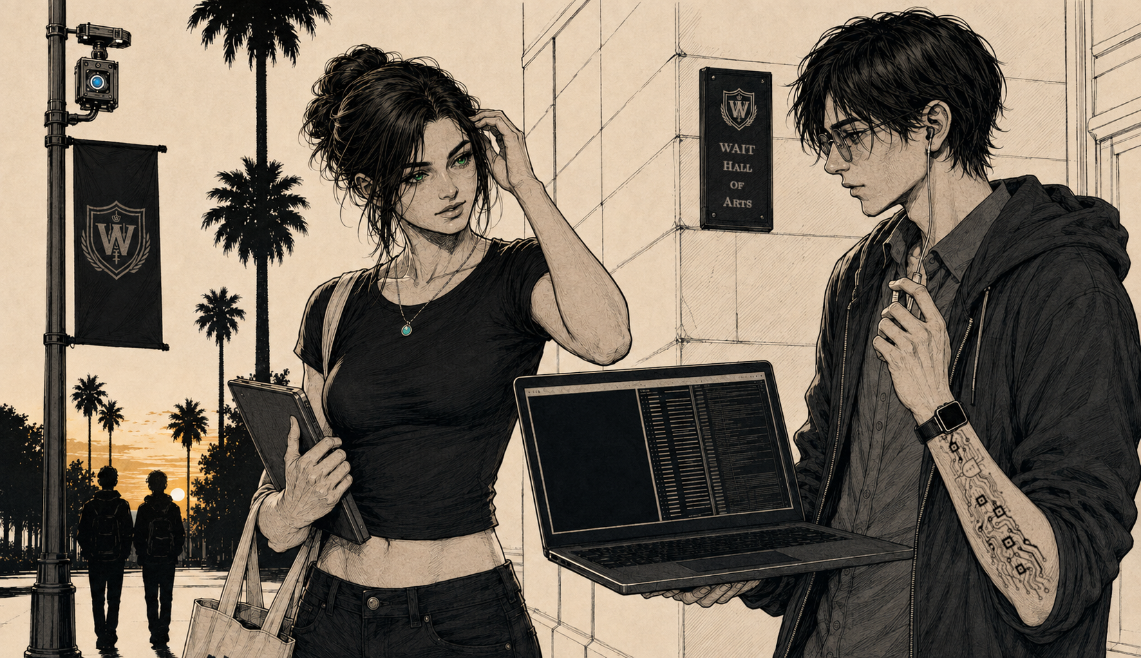 Cade and Cass collide on the WAIT campus.