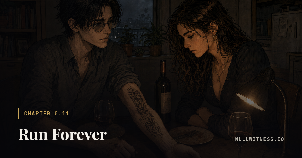 Chapter 0.11 · Run Forever — Null Witness. Chapter illustration with the title card.