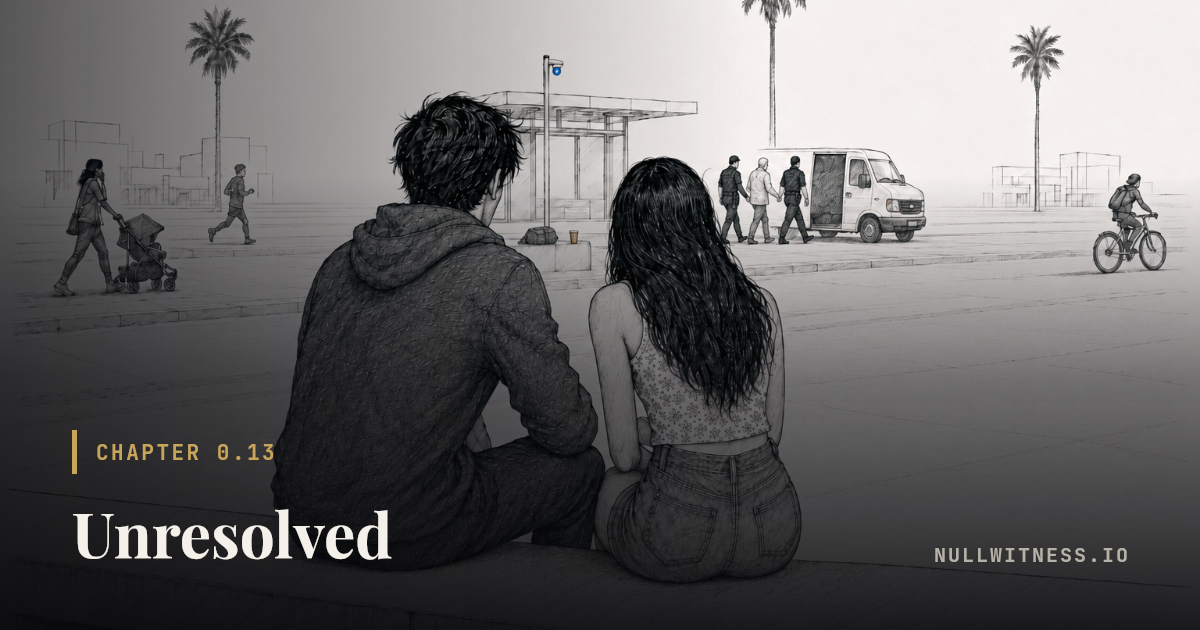 Chapter 0.13 · Unresolved — Null Witness. Chapter illustration with the title card.
