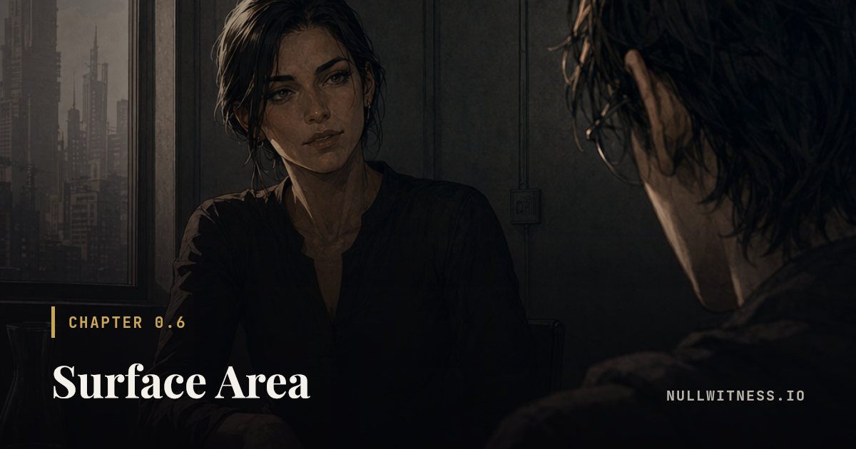 Chapter 0.6 · Surface Area — Null Witness. Chapter illustration with the title card.