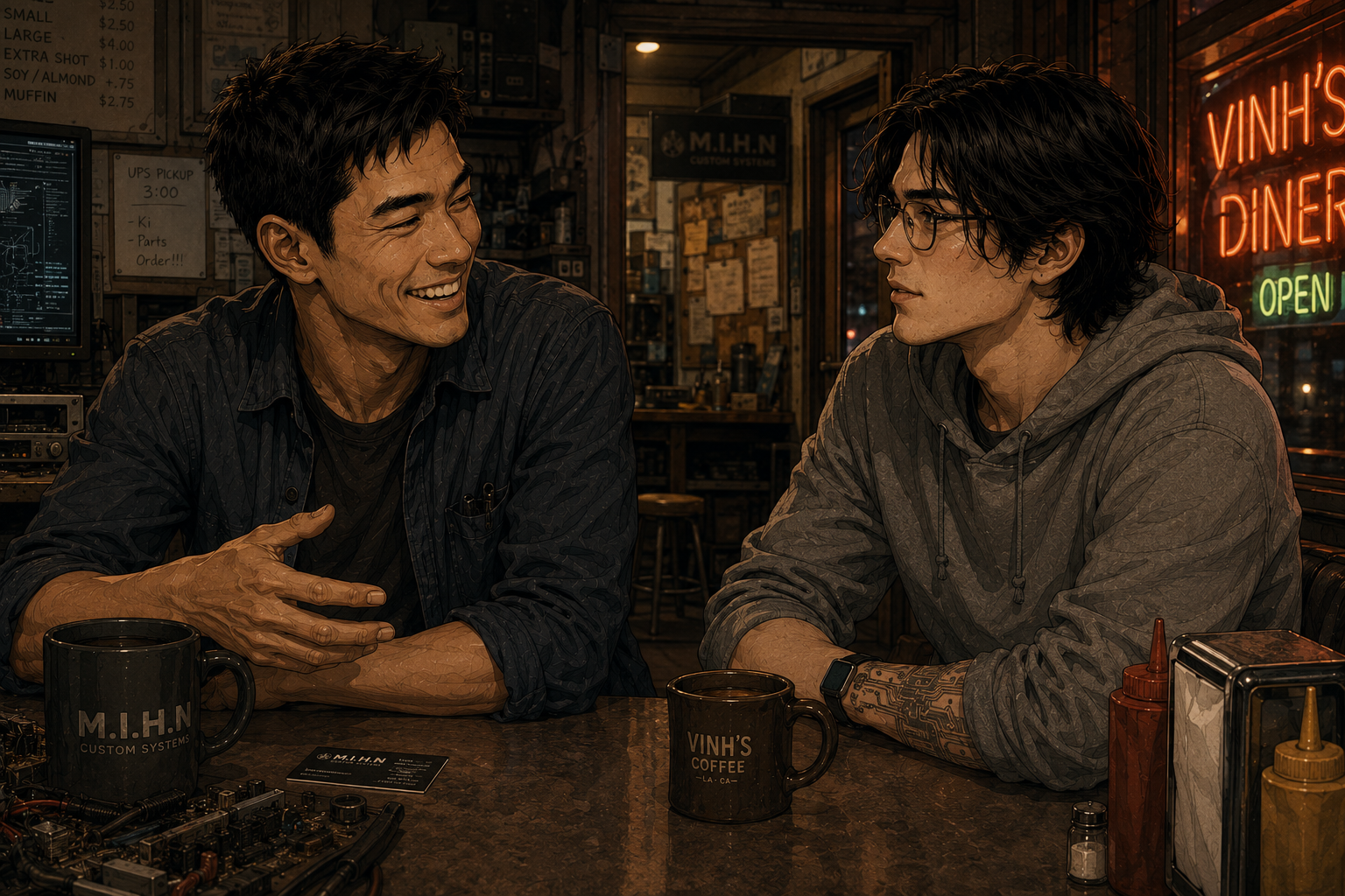 Ki and Cade at Vinh's Diner.